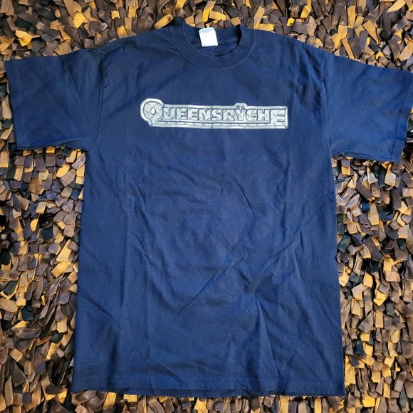 Vintage Queensryche Logo Double-Sided T Shirt Men's Medium Blue - Picture 1 of 5
